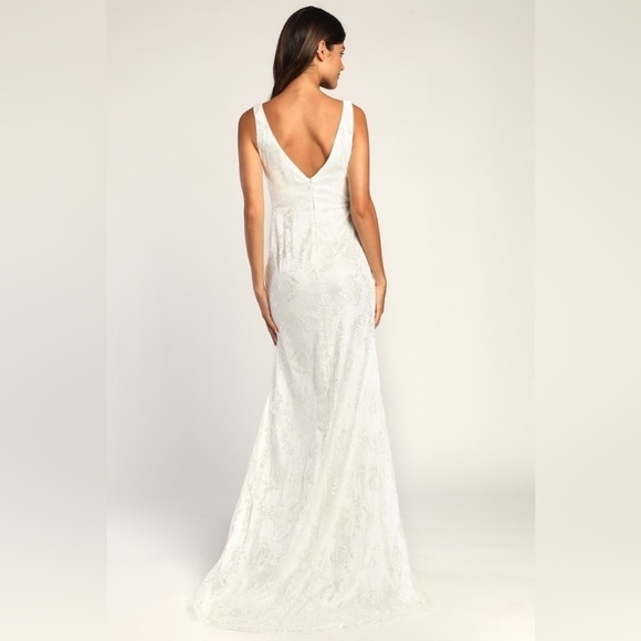 LULU’S Made for Forever White Lace Mermaid Maxi Dress S - Picture 3 of 10